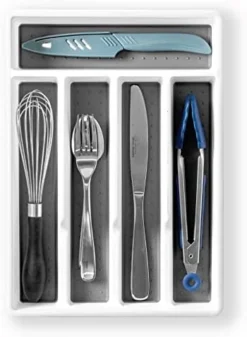 | 5-Slot Silverware Organizer | Small - Grey Cutlery Tray Organizer | Silverware Storage For Drawer | BPA-Free Plastic Organizers With Soft-Grip Lining And Rounded Corners | Utensil Organizer -Kitchen Island Sale 41woAFFy1ML. AC