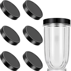 6 Pieces Black Plastic Keep Fresh Lid Parts Replacement Compatible With Magic Bullet 250W