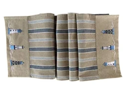 Nautical Table Runner - Cotton Decorative Embroidered Design – Natural, Navy Blue And White -Coastal Lighthouse (72 Inch)