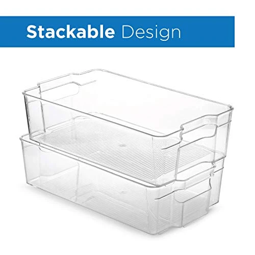 Set Of 6 Refrigerator Organizer Bins - Stackable Fridge Organizers For Freezer, Kitchen, Countertops, Cabinets - Clear Plastic Pantry Storage Racks 3 Set Of 6 Refrigerator Organizer Bins - Stackable Fridge Organizers For Freezer, Kitchen, Countertops, Cabinets - Clear Plastic Pantry Storage Racks - Image 3