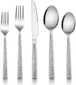 Hammered Silverware Set, E-far 40-Piece Stainless Steel Square Flatware Set For 8, Metal Tableware Cutlery Set Includes Dinner Knives/Forks/Spoons, Modern Design & Mirror Polished - Dishwasher Safe 17 Hammered Silverware Set, E-far 40-Piece Stainless Steel Square Flatware Set For 8, Metal Tableware Cutlery Set Includes Dinner Knives/Forks/Spoons, Modern Design & Mirror Polished - Dishwasher Safe -Kitchen Island Sale 41xsXB6kiwL. AC 2