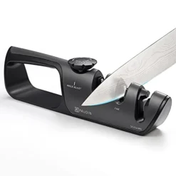 Knife Sharpener, 3-Stage Manual Professional Knife Sharpening Tool With Grip For Kitchen Straight Knives, Serrated Knives And Scissors, Conveniently To Restore And For Dull Blades Polishing