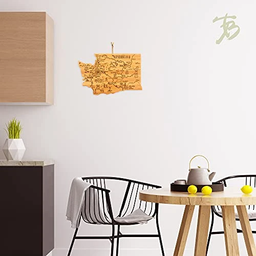 Destination Washington State Shaped Serving And Cutting Board, Includes Hang Tie For Wall Display 2 Destination Washington State Shaped Serving And Cutting Board, Includes Hang Tie For Wall Display - Image 2