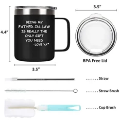 Being My Father-in-Law Stainless Steel Coffee Mug, Father's Day, Birthday, Christmas Gift For Father In Law, Dad, Father, Step Dad, Daddy, Insulated Coffee Mug With Lid And Handle, Black -Kitchen Island Sale 41y1HMNKrrL