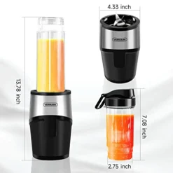Personal Portable Bullet Blender, 500 Watt For Shakes And Smoothies, Shake Blender With No-Button Operation, 14 And 20oz Blender Cups With To-Go Lids, BPA Free, Easy To Clean, -Kitchen Island Sale 41y92pSTKSL