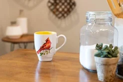 Dean Crouser Spring Cardinal Watercolor Yellow 16 Ounce Glossy Ceramic Stoneware Bird Mug With Easy Grip Handle -Kitchen Island Sale 41yczBAuvxL