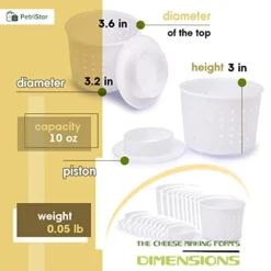 10 Pcs Cheese Molds + Pistons - Basic Cheese Mold 10 Oz (300 Ml) + Follower Piston - Cheese Making Kit With Piston - Cheese Mold For Cheese Making - Cheese Set For Press 8 10 Pcs Cheese Molds + Pistons - Basic Cheese Mold 10 Oz (300 Ml) + Follower Piston - Cheese Making Kit With Piston - Cheese Mold For Cheese Making - Cheese Set For Press -Kitchen Island Sale 41ydjh7PSML