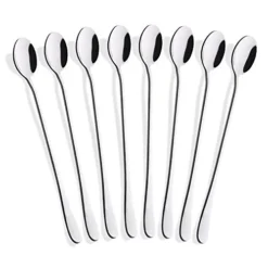 Iware 8-Piece 9-Inch Long Handle Iced Tea Spoon, Coffee Spoon, Ice Cream Spoon, Stainless Steel Cocktail Stirring Spoons