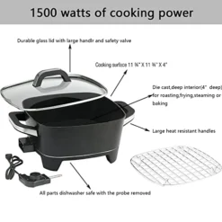 Extra Deep Electric Skillet NonStick - For Roast Fry (12 Inch) -Kitchen Island Sale 41z0zckcQ7L