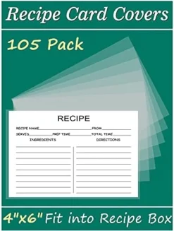 4x6 Recipe Card Protectors, 105 PACK Thick Recipe Card Covers Clear With 56 Divider Labels, Plastic Recipe Card Sleeves 1 Pockets Per Page Fit Into 4 X 6 Recipe Box And Recipe Cards Holder -Kitchen Island Sale 41z5yXttBaS. AC