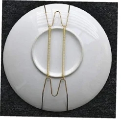 12inch Mountain Goods Plate Hanger For Wall And Mounting - Fits Decorative Plates And Platters - Heavy Duty Polished Brass - Vinyl Non Scratch Hooks