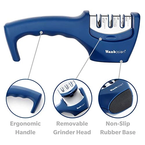 Kitchen Knife Sharpener Professional 3 Stages, Kitchen Knife Sharpener Manual Sharpening, Knife Sharpener For Kitchen Knives With Stainless Steel Ceramic Diamond Blade 3 Kitchen Knife Sharpener Professional 3 Stages, Kitchen Knife Sharpener Manual Sharpening, Knife Sharpener For Kitchen Knives With Stainless Steel Ceramic Diamond Blade - Image 3