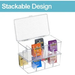 2 Pack Stackable Tea Bag Organizer, Vtopmart Plastic Tea Storage Box For Kitchen Pantry Cabinets And Countertops, Holder For Tea Bags, Coffee, Sugar Packets, Small Packets -Kitchen Island Sale 41zgL2dtoTL