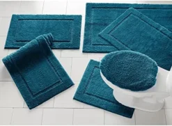 BrylaneHome Luxe Rectangular Bath Rug Bath Mat - 24I W 40I L, Spa Blue -Kitchen Island Sale 51 3mEzLcL. AC 1