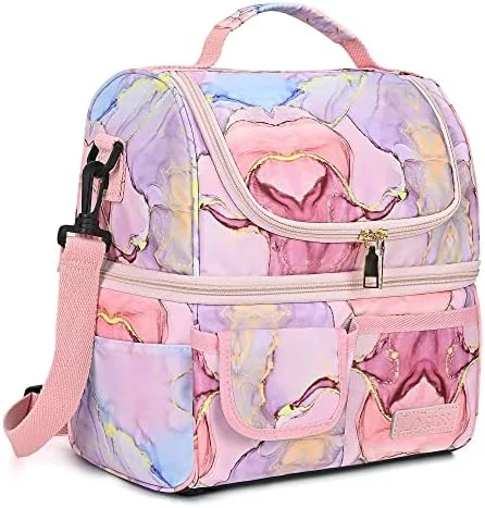 Lunch Bag Women Double Deck Insulated Lunch Box Large Cooler Tote Bag With Removable Shoulder Strap Wide Open Thermal Meal Prep Lunch Organizer Box For Adults Work/Outdoor, Black Peony 9 Lunch Bag Women Double Deck Insulated Lunch Box Large Cooler Tote Bag With Removable Shoulder Strap Wide Open Thermal Meal Prep Lunch Organizer Box For Adults Work/Outdoor, Black Peony - Image 9