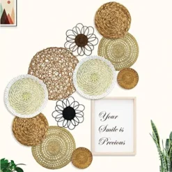 Boho Basket Wall Decor , Set Of 14 - Hanging Woven Wall Baskets African Design, Boho Wall Art, Round Wicker Bowl, Wicker Wall Tray Rattan Wall Decor, Bohemian Wall Decor Rustic Home Basket Wall Décor -Kitchen Island Sale 51 cm42I3L. AC