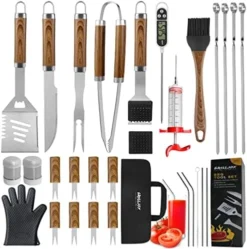 30PCS BBQ Grill Tools Set With Thermometer And Meat Injector. Extra Thick Stainless Steel Spatula, Fork& Tongs - Complete Grilling Accessories In Portable Bag - Perfect Grill Gifts For Men -Kitchen Island Sale 51 eKxWssEL. AC