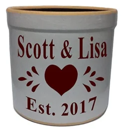 2 Gallon Personalized Stoneware Crock - Heart