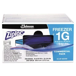 94604 Double-Zipper Freezer Bags, 1gal, 2.7mil, Clear W/Label Panel (Case Of 250)