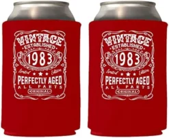 Vintage Established 1983 Perfectly Aged Can Coolie Holder 40th Birthday Gift Forty And Fabulous Party Favors Decorations (12, Black) -Kitchen Island Sale 510FScXGJtL. AC