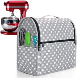 Luxja Dust Cover For 6-8 Quart KitchenAid Mixers (with Clear Side Zipper Pockets), Dust Cover With Top Handle For 6-8 Quart Stand Mixers And Extra Accessories, Gray Dots -Kitchen Island Sale 510WSHx60SL. AC