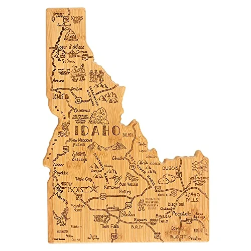 Destination Idaho State Shaped Serving And Cutting Board, Includes Hang Tie For Wall Display 1 Destination Idaho State Shaped Serving And Cutting Board, Includes Hang Tie For Wall Display