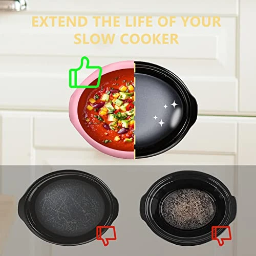 2 Pack Silicone Slow Cooker Liners Fit 6-8 QT Crockpot, Reusable/Heat-resistant/Leakproof/Portable Crock Pot Liners, BPA Free, Dishwasher Safe Slow Cooker Liners Fit For 6-8 QT (Pink+Yellow) 4 2 Pack Silicone Slow Cooker Liners Fit 6-8 QT Crockpot, Reusable/Heat-resistant/Leakproof/Portable Crock Pot Liners, BPA Free, Dishwasher Safe Slow Cooker Liners Fit For 6-8 QT (Pink+Yellow) - Image 4