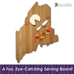 Maine State Shaped Cutting Board, Natural Bamboo