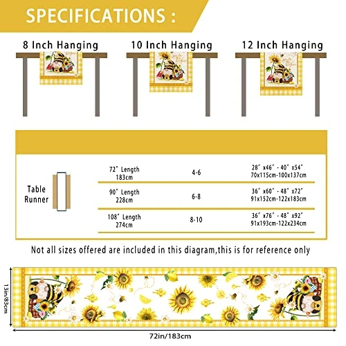 Summer Table Runner, Summer Table Runners 72 Inches Long For Kitchen, Burlap Yellow Sunflower Runner For Dining Room Tabletop Decoration, Farmhouse Honey Gnomes Home Kitchen Decor 2 Summer Table Runner, Summer Table Runners 72 Inches Long For Kitchen, Burlap Yellow Sunflower Runner For Dining Room Tabletop Decoration, Farmhouse Honey Gnomes Home Kitchen Decor - Image 2