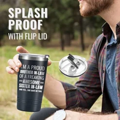 Gifts For Brother In Law From Sister, Funny Gift Idea For The Best Brother For Christmas, Birthday, 20 Oz Stainless Steel Insulated Travel Mug Tumbler - Proud Brother In Law -Kitchen Island Sale 5111lh0e4zL