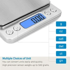 Toprime Digital Gram Scale 500g 0.01g Food Scale High Precision Kitchen Scale Multifunctional Stainless Steel Pocket Scale With Back-Lit LCD Display Tare PCS Features Silver -Kitchen Island Sale 5113psG3YFL
