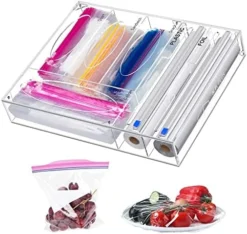 Bag Storage Organizer, Acrylic Baggie Organizer Plastic Bag Dispenser Holder For Gallon Quart Sandwich And Snack, Compatible With Cling Wrap, Wax, Foil, Gallon, Quart, Sandwich, Snack - Clear -Kitchen Island Sale 5116JiAGWDL. AC