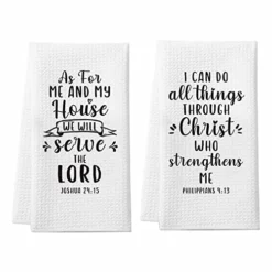 Christian Gifts For Women Men, Bible Verse Scripture Kitchen Towels With Inspirational Thoughts And Prayers, Religious Christmas Housewarming Gift, 2 Pack Waffle Weave Christian Dish Towels