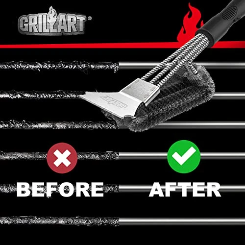 Grill Brush And Scraper, Extra Strong BBQ Cleaner Accessories, Safe Wire Bristles 18" Barbecue Triple Scrubbers Cleaning Brush For Gas/Charcoal Grilling Grates, Wizard Tool BR-8115 6 Grill Brush And Scraper, Extra Strong BBQ Cleaner Accessories, Safe Wire Bristles 18" Barbecue Triple Scrubbers Cleaning Brush For Gas/Charcoal Grilling Grates, Wizard Tool BR-8115 - Image 6