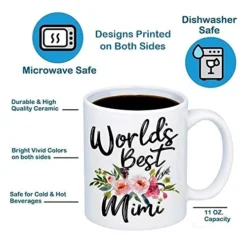 Worlds Best Mimi Mug - 11oz Coffee Cup For Grandma, Grandmother - Birthday, Mother's Day, Christmas Mug From Granddaughter, Grandson