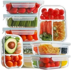 Bayco 9 Pack Glass Meal Prep Containers 3 & 2 & 1 Compartment, Glass Food Storage Containers With Lids, Airtight Glass Lunch Bento Boxes, BPA-Free & Leak Proof (9 Lids & 9 Containers) -Kitchen Island Sale 511ScEo2VaL. AC