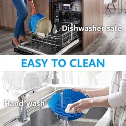 2-Pack 8.5inch Air Fryer Silicone Liner Silicone Air Fryer Basket Heat Resistant, Reusable Air Fryers Silicone Pot Round For 5QT - Air Fryer Oven Accessories (Blue) (8.5inch (5 QT Or Bigger)) -Kitchen Island Sale 511YNejkhdL