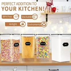 Extra Large Tall Airtight Food Storage Containers 6.5L / 220oz, BPA Free, 4pcs Pantry Kitchen Organization Set For Flour, Sugar, Baking Supplies, Plastic Flour Container With 20 Labels & Maker -Kitchen Island Sale 511edisK4UL