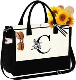 YOOLIFE Initial Canvas Beach Tote Bag With Zipper Pockets Adjustable Strap Tote Bag Mothers Day Birthday Gifts For Women Her 22 YOOLIFE Initial Canvas Beach Tote Bag With Zipper Pockets Adjustable Strap Tote Bag Mothers Day Birthday Gifts For Women Her -Kitchen Island Sale 511fOIeF2oL. AC