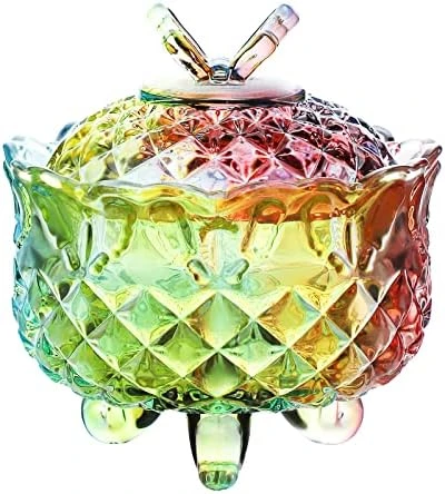 Royal Embossed Crystal Glass Candy Box With Lid Footed Jewelry Box Candy Jar Bowl Wedding Candy Buffet Jars Kitchen Storage Jar, 10 Oz 11 Royal Embossed Crystal Glass Candy Box With Lid Footed Jewelry Box Candy Jar Bowl Wedding Candy Buffet Jars Kitchen Storage Jar, 10 Oz - Image 11