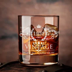 70th Birthday Gifts For Men Whiskey Glass- 70th Birthday Decorations For Men, Party Supplies - 70th Bday Gifts Ideas For Him, Dad, Husband, Friends - 11oz -Kitchen Island Sale 5121IfjQLTL