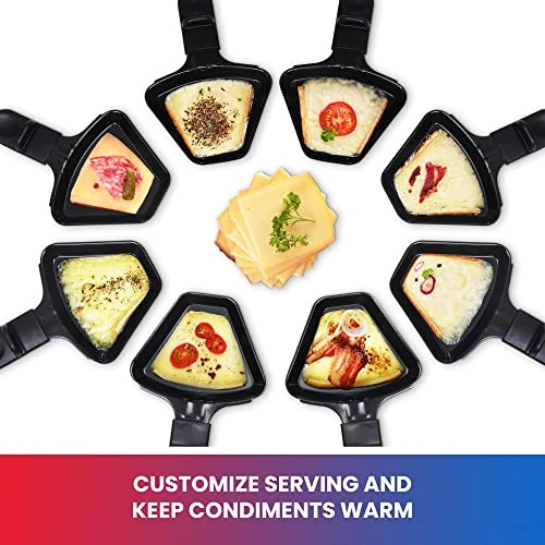 8 Person Raclette And Cheese Fondue Set With Granite Stone, Non-Stick Electric Indoor Grill, Tabletop Cooking, Accessories Included, Ideal For Holidays And Family Dinners, Black 4 8 Person Raclette And Cheese Fondue Set With Granite Stone, Non-Stick Electric Indoor Grill, Tabletop Cooking, Accessories Included, Ideal For Holidays And Family Dinners, Black - Image 4