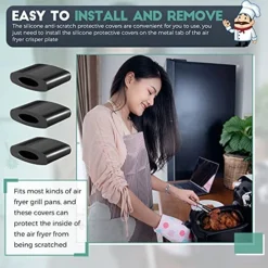 16 Pieces Air Fryer Rubber Bumpers Black Air Fryer Rubber Pieces Air Fryer Replacement Parts Silicone Accessories Rubber Non-Scratch Protective Covers For Air Fryer Grill Pan, 0.6 X 0.44 X 0.18 Inch -Kitchen Island Sale 51270UgwVDL