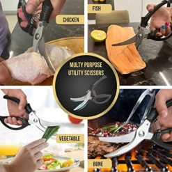 Ed Oak Poultry Shears - Heavy Duty Kitchen Chicken Shears With Anti-Slip Handle & Safety Lock - Poultry Scissors For Meat, Game, Chicken, Bone, Poultry & More - Spring Loaded. -Kitchen Island Sale 512Xy4m4jHL