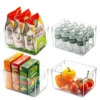 T Of 4 Clear Pantry Organizer Bins Household Plastic Food Storage Basket With Cutout Handles For Kitchen, Countertops, Cabinets, Refrigerator, Freezer, Bedrooms, Bathrooms - 11" Wide