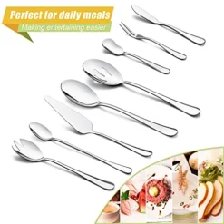 68 Pieces Silverware Set With Serving Set, HaWare Stainless Steel Modern Flatware Eating Utensils Set, Includes Forks/Spoons/Dinner Knives, Service For 12, Mirror Polished, Dishwasher Safe