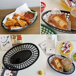 Plastic Oval Fast Food Baskets Fryer Basket For Party,Set Of 12 (Black) (Black) -Kitchen Island Sale 513RqZuRzlS