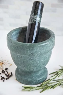 Marble Mortar And Pestle, Green, 4" -Kitchen Island Sale 513VYE3aKPL