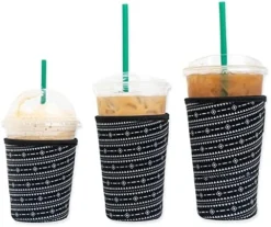 Axendale Iced Coffee Sleeves For Cold Drink Cups - 3 Pack Reusable Neoprene Iced Coffee Cup Sleeve For Cold Drinks, Compatible With Starbucks Dunkin And More (3 PK S/M/L, Black Wanderlust) -Kitchen Island Sale 513eZfidtpL. AC