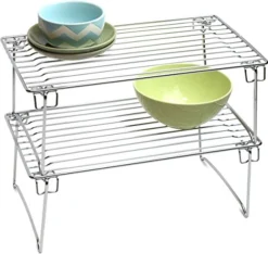 2 Pack - DecoBros Stackable Kitchen Cabinet Organizer, Chrome -Kitchen Island Sale 513n3V8jEsL